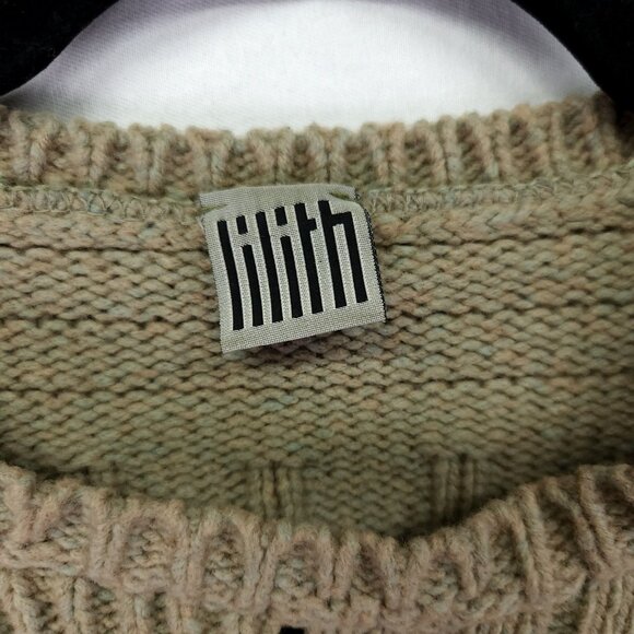 LILITH Wool Blend Cropped Sweater Size Medium Distress Green Long Sleeve - Picture 8 of 16